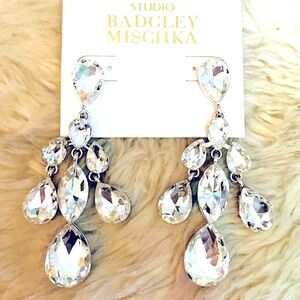 Badgley Mischka Crystal Chandelier Earrings NWOT